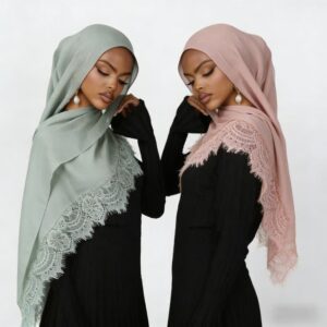 Elegant Lace Trim Chiffon Scarf