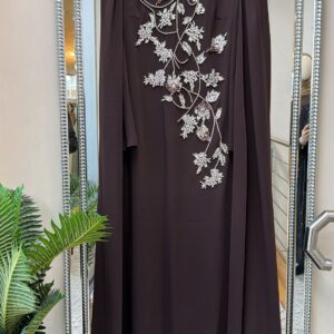Elegant Embellished Cape Sleeve Maxi Dress
